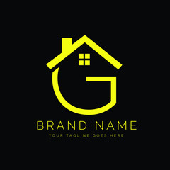 Modern Minimal Real Estate Letter G Logo Design With a House Icon