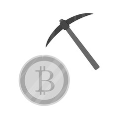 Businessman mining bitcoins. Vector illustration. Cryptocurrency concept