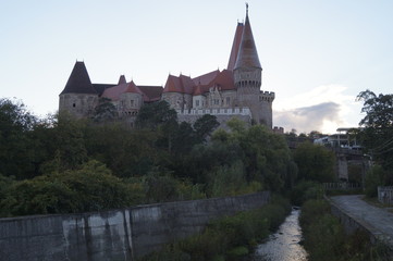 Corvin Castle or Hunyadi Castle - seen from the city (Castelul Corvinilor sau Castelul Huniazilor), Hunedoara, Romania
