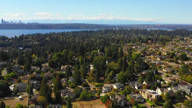 Aerial footage Clyde Bellevue Washington neighborhoods