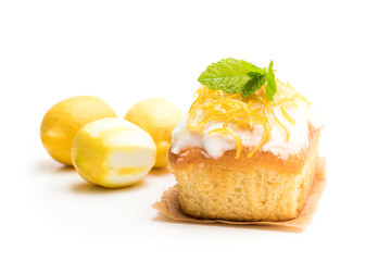 Homemade  lemon loaf isolated on white