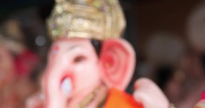 Ganesh idols for sale at Kumbharwada, a local market during Ganesh festival in Pune, Maharashtra, India.