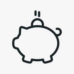 Piggy Bank Earnings Minimalistic Flat Line Outline Stroke Icon Pictogram Symbol