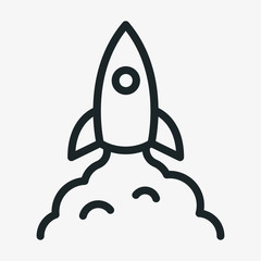 Start Up Rocket Spaceship Minimalistic Flat Line Stroke Icon Pictogram