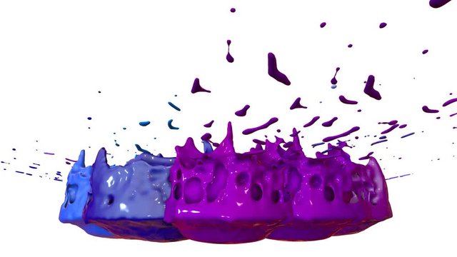 3d render of liquid splash on jar like paint on sound speaker. colorful 3d composition with dancing liquid. 2