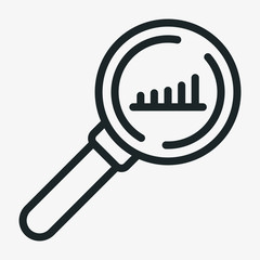 Business Analysis Magnifying Glass Graph Minimalistic Flat Line Stroke Icon Pictogram