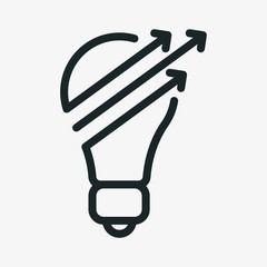 Light Bulb Arrows Minimalistic Flat Line Stroke Icon Pictogram