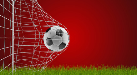 soccer ball soccer goal 3d-illustration © wetzkaz