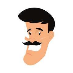 happy man face character cartoon