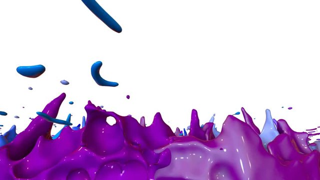 3d render of liquid splash on jar like paint on sound speaker. colorful 3d composition with dancing liquid. cold shades 3
