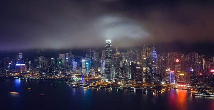 Illuminated cityscape at night