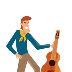 man cartoon holding guitar musical