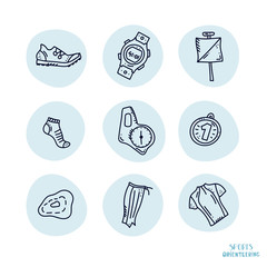 orienteering sport equipment. Vector illustration