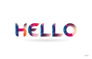 hello colored rainbow word text suitable for logo design
