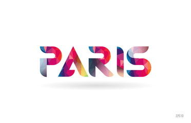paris colored rainbow word text suitable for logo design