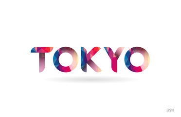 tokyo colored rainbow word text suitable for logo design