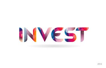 invest colored rainbow word text suitable for logo design