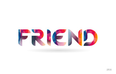 friend colored rainbow word text suitable for logo design