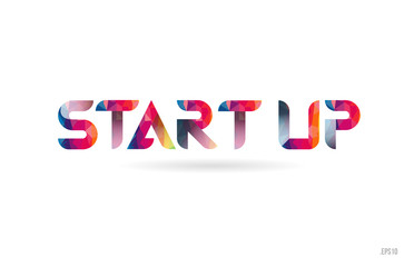 start up colored rainbow word text suitable for logo design