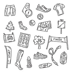 orienteering sport equipment. Vector illustration