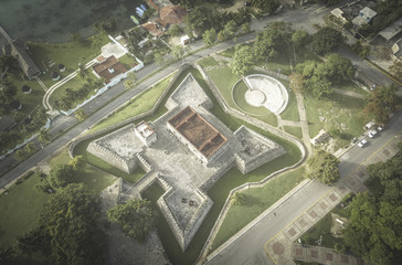 Aerial view of star shape fortress 