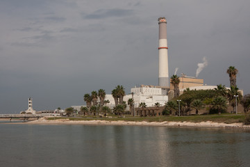 old power plant along the shore of Tel Aviv Israel