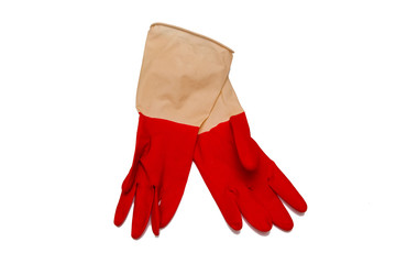 Household gloves on white background