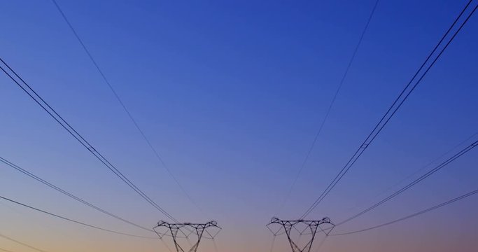 Electric poles during sunset 4K 4k
