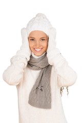 Obraz premium Young Woman In Winter Clothes - Isolated