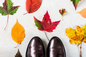 Lace Up Brogues with Autumn Leaves as a background
