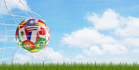 soccer ball soccer goal 3d-illustration © wetzkaz