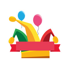 jester hat balloons ribbon carnival festival