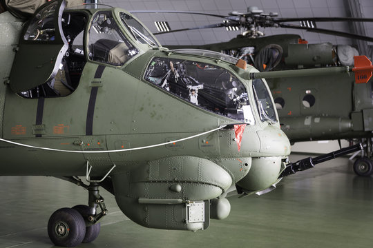The Mil Mi-24 large helicopter gunship