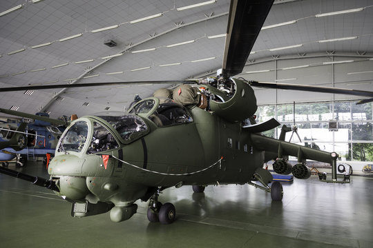 The Mil Mi-24 large helicopter gunship