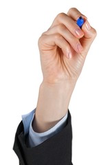 Closeup of a Businessman Writing on the Air