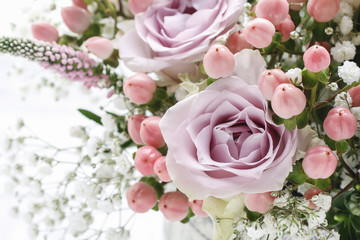Wedding bouquet with pink roses