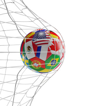 soccer ball flags soccer goal 3d-illustration