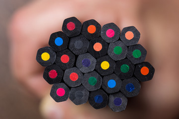 Color pencils with blur. Photo for postcard or background