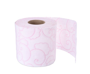 Roll of toilet paper on white background. Personal hygiene