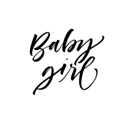 Baby girl phrase. Hand drawn brush style modern calligraphy. Vector illustration of handwritten lettering.