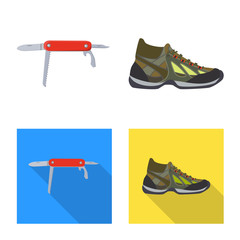 Vector design of mountaineering and peak sign. Collection of mountaineering and camp stock symbol for web.