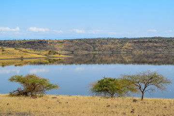 The arid landscapes of Lake Magadi, Rift Valley, Kenya