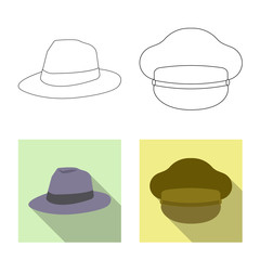 Isolated object of headgear and cap sign. Collection of headgear and accessory vector icon for stock.