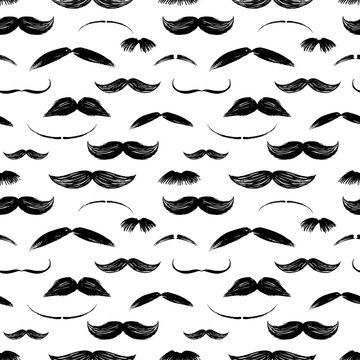 Seamless pattern with hand drawn mustaches.