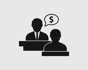 Tax or financial advisor icon on gray background.