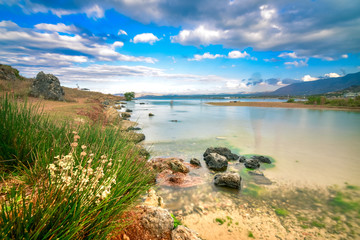 Fototapeta premium Panorama of the famous beach of Georgioupolis with the river, Chania, Crete, Greece.