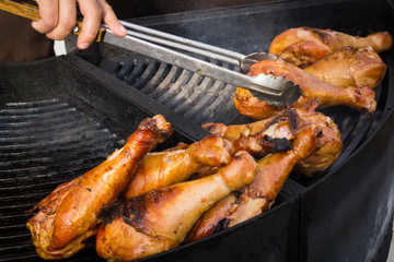 Barbecue Turkey Legs on the grill