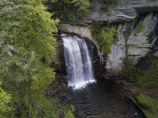 Fototapeta na wymiar High angle view of Looking Glass Falls near Asheville, North Carolina.