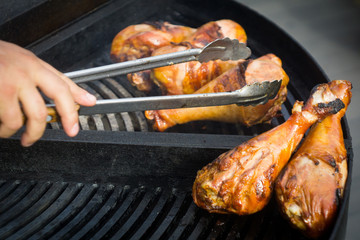 Barbecue Turkey Legs on the grill