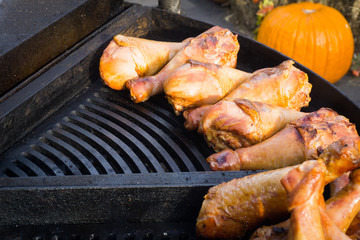Barbecue Turkey Legs on the grill